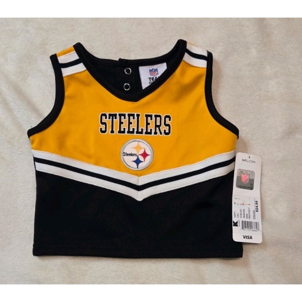 NWT NFL TEAM APPAREL PITTSBURGH STEELERS CHEERLEADER STYLE TOP SHIRT SIZE 2T